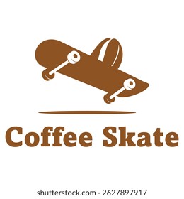coffee skate cafe flat minimalist logo design