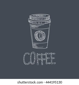 Kaffeekorrektur auf schwarzem Hintergrund - Vektorgrafik-Hand auf dunklem Hintergrund – Stockvektorgrafik