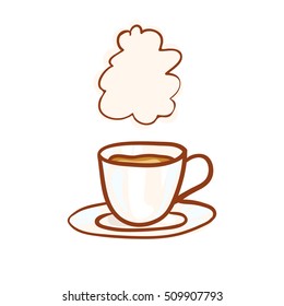 Coffee sketchy vector clipart, isolated on white. Vector design element for invitation or greeting card. Hand drawn icon