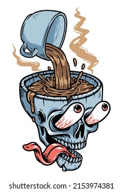 Coffee and skull head illustration