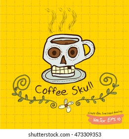  coffee skull icon, vector illustration
