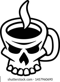 Coffee Skull Isolated Vector Illustration