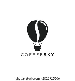 COFFEE SKY BALLOON CREATIVE LOGO DESIGN IDEA VECTOR MONOGRAM BLACK AND WHITE COLOR FOR BUSINESS