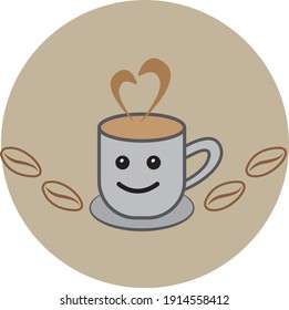 coffee smile vector and coffee bean beside it