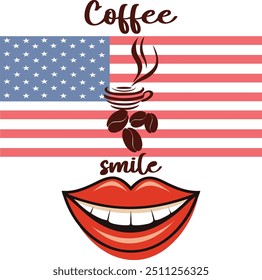 Coffee smile vector illustration vintage design can be print t-shirt,any surfaces ,apparel's,sticker,card, wall art and more