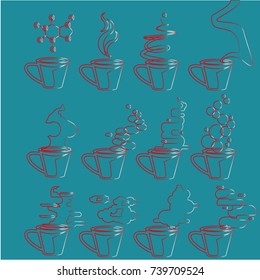 coffee and smoke.
  Christmas and New Year set. Vector illustration