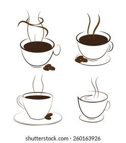 coffee and smoke look like shape women on white background