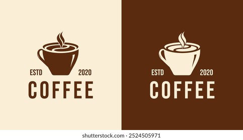 Coffee with smoke. Coffee morning, coffee cafe logo illustration design template