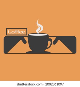 coffee and smoke silhouette unique logo for coffee shop business corporate brand vector