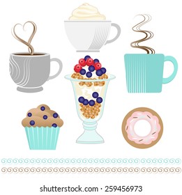 Coffee and Snack Collection of Isolated Objects