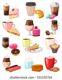 Coffee snack vector set.