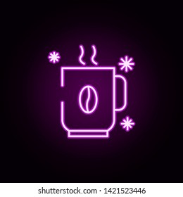 coffee snow neon icon. Elements of winter set. Simple icon for websites, web design, mobile app, info graphics