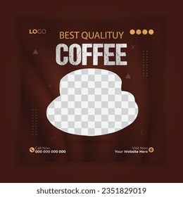 Coffee social media post banner design vector template
