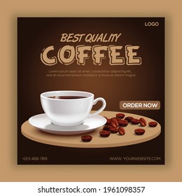 Coffee social media post template, vector social media post for coffee.