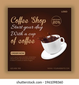 Coffee social media post template, vector social media post for coffee.