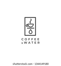 Coffee and soft drink vector logo. Cafe logo. Coffee cup and water drop logo