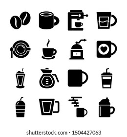 coffee solid icons vector design