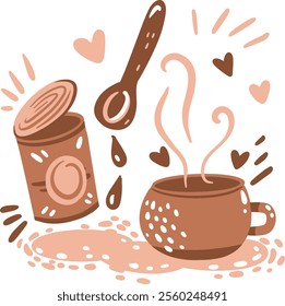 Coffee, soup and a soup spoon