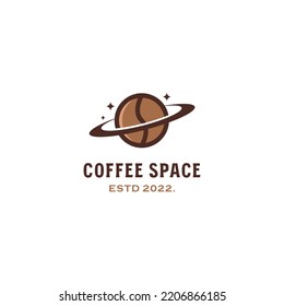 coffee space logo design, coffee bean and saturn logo concept