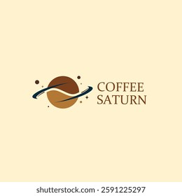 coffee space logo design, coffee bean and saturn logo concept