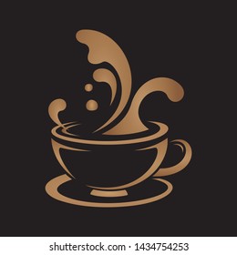 Coffee Splash Brown Logo in Black Background.