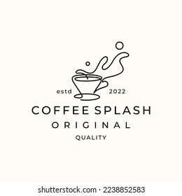 Kaffeepause in der Tasse Linie Logo-Design Vektorgrafik