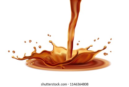 Coffee splash elements for your design on white background, vector illustration. 