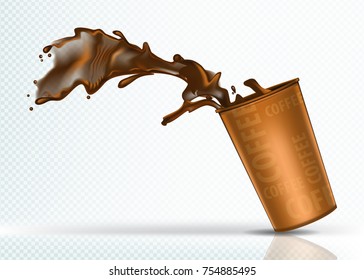 Coffee splash from falling paper glass