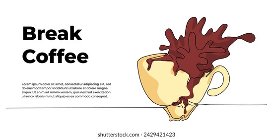 Coffee splash one continuous line design. Decorative elements drawn on a white background.