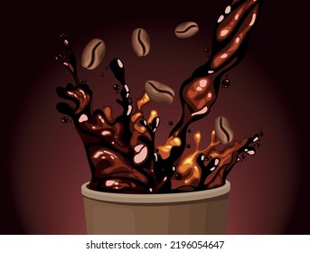 coffee splashing with grains scene