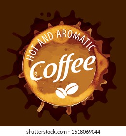 Coffee splatter. Vector illustration on brown background