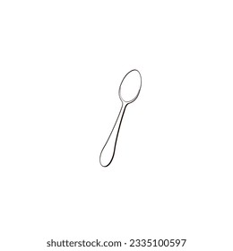 coffee spoon black and white linear vector illustration