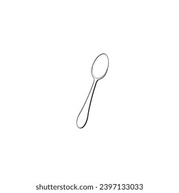 coffee spoon black and white linear illustration
