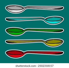 Coffee Spoon Doodle Sticker Illustration