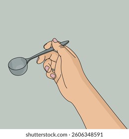 Coffee spoon in hand vector illustration