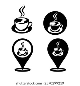 coffee spot location marker pin vector design set