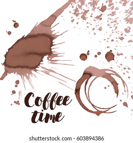 Coffee spots and spill, vector