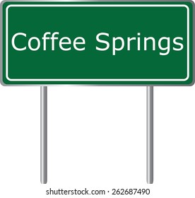 Coffee Springs, Alabama, road sign green vector illustration, road table, USA city