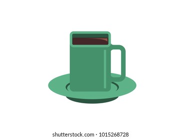 coffee in square cup simple colored illustration