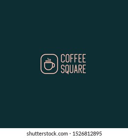 coffee square logo design vector sign symbol illustration template graphic mug modern concept outline