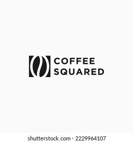 coffee square logo design vector silhouette illustration