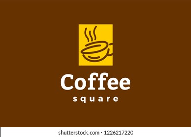 Coffee square logo template with type of line art logo inspiration. Can use for corporate brand identity, coffee shop, cafe, and restaurant