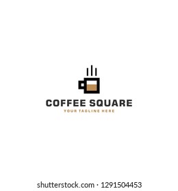 Coffee square modern logo template