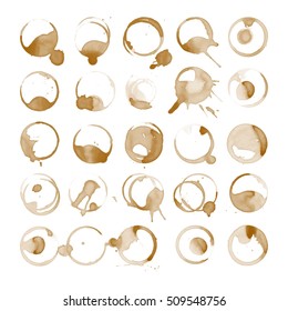 Coffee staiin spots splashes cup vector isolated on white background
