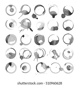 Coffee staiin spots splashes cup vector isolated on white background