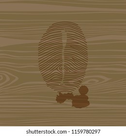 Coffee stain and finger print, wood background vector