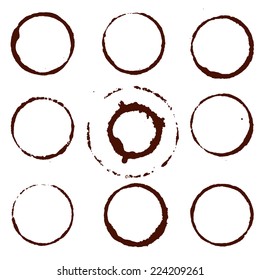  Coffee Stain, Isolated On White Background, 