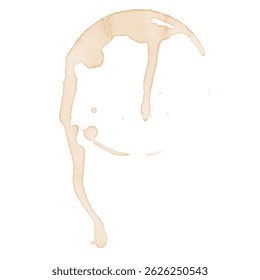 Coffee Stain on paper. Coffee or tea stains and traces - modern isolated clip art on white background. Splashes of cups, mugs and drops. Use this high quality set for your menu, bar, Cafe, EPS10