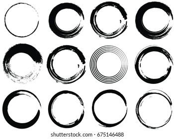 Coffee Stain Ring Vector - Vector Circle Shape - Circle Stamps - Round Brush Stroke - Icon, Logo, Banner Design 