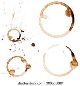 Coffee Stain Rings Set of four Vector illustrations